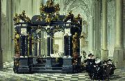 Dirk van Delen A family beside the tomb of Willem I in the Nieuwe Kerk, Delft. oil painting artist